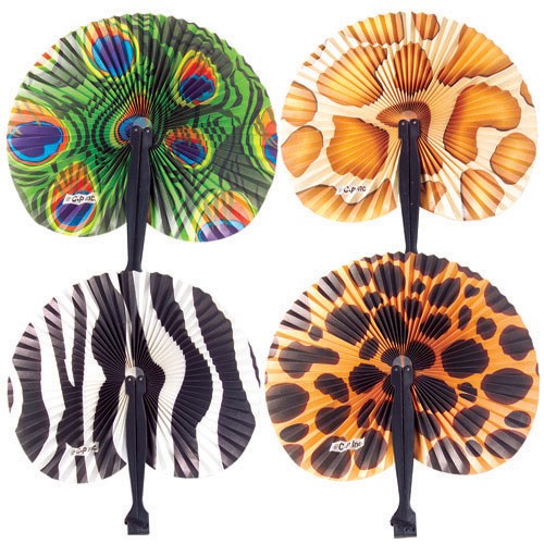 Safari Print Folding Fans<br>1 dozen